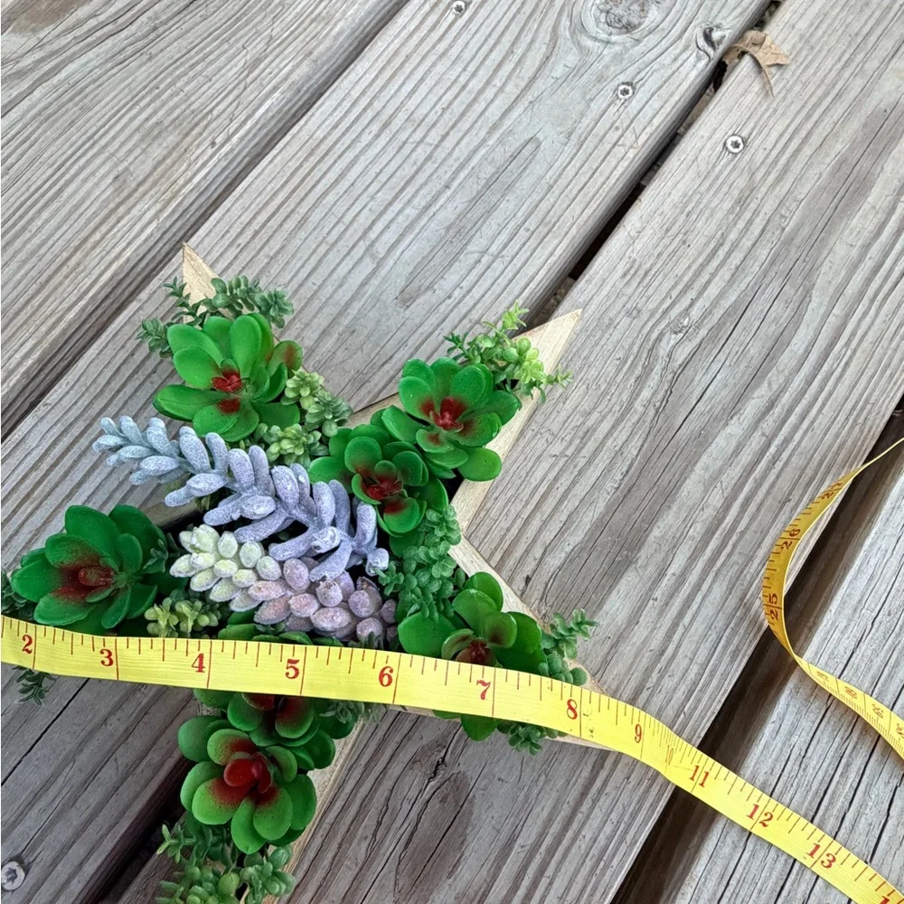 Wooden‎ Star Faux Succulent Arrangement Boho Farmhouse Décor 12”
